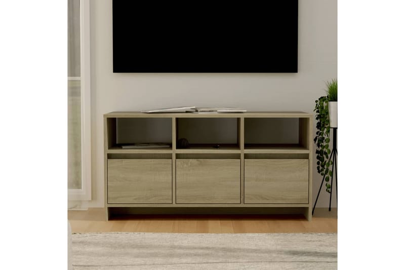 tv-bord 102x37,5x52,5 cm spånplade sonoma-eg - Beige - TV-borde