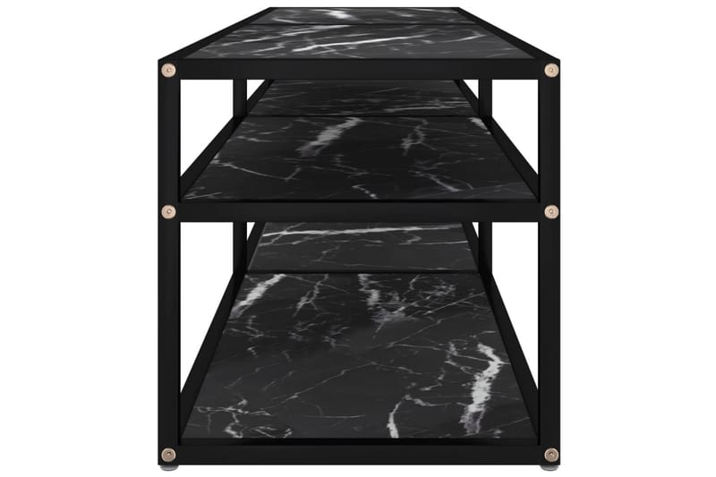 tv-bord 160x40x40,5 cm hærdet glas marmoreffekt sort - Sort - Møbler - TV borde & mediemøbler - TV-borde