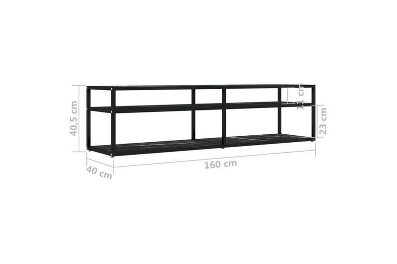 tv-bord 160x40x40,5 cm hærdet glas marmoreffekt sort - Sort - Møbler - TV borde & mediemøbler - TV-borde