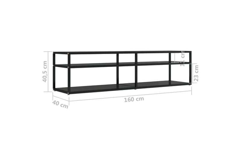 tv-bord 160x40x40,5 cm hærdet glas sort - Sort - TV-borde