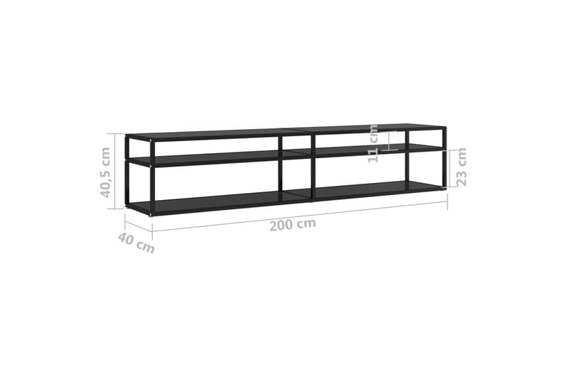 tv-bord 200x40x40,5 cm hærdet glas sort - Sort - Møbler - TV borde & mediemøbler - TV-borde