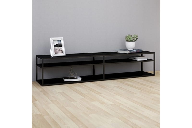 tv-bord 200x40x40,5 cm hærdet glas sort - Sort - Møbler - TV borde & mediemøbler - TV-borde