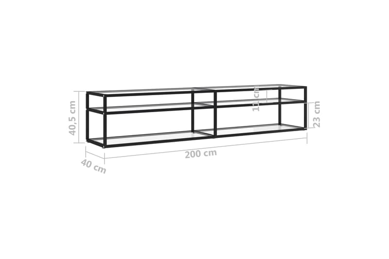 tv-bord 200x40x40,5 cm hærdet glas transparent - gennemsigtig - Møbler - TV borde & mediemøbler - TV-borde