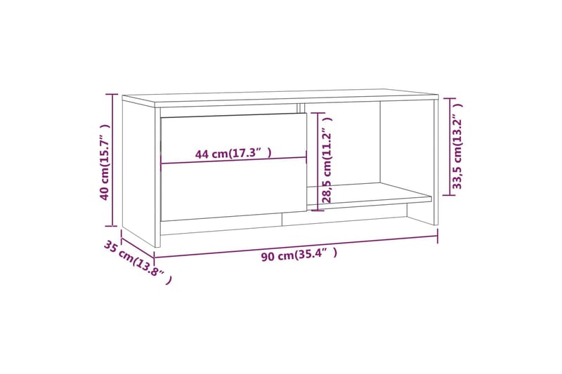 tv-bord 90x35x40 cm spånplade grå sonoma-eg - Grå - TV-borde