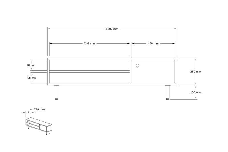 Aegonfort TV-bord 120 cm - Antracit - TV-borde