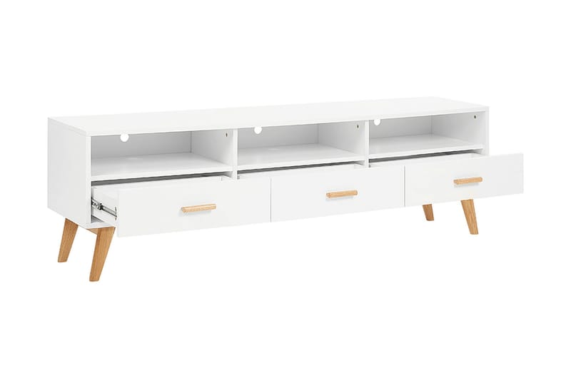 Alfambra Lang Fritstående Tv-bord 180 cm med Opbevaring i Eg - Hvid - Møbler - TV borde & mediemøbler - TV-borde