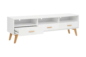 Alfambra Lang Fritstående Tv-bord 180 cm med Opbevaring i Eg - Hvid - Møbler - TV borde & mediemøbler - TV-borde