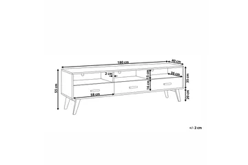 Alfambra Lang Fritstående Tv-bord 180 cm med Opbevaring i Eg - Hvid - Møbler - TV borde & mediemøbler - TV-borde