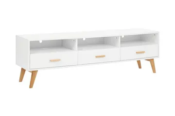 Alfambra Lang Fritstående Tv-bord 180 cm med Opbevaring i Eg - Hvid - Møbler - TV borde & mediemøbler - TV-borde