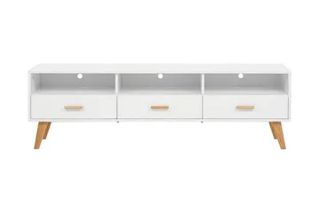 Alfambra Lang Fritstående Tv-bord 180 cm med Opbevaring i Eg - Hvid - Møbler - TV borde & mediemøbler - TV-borde