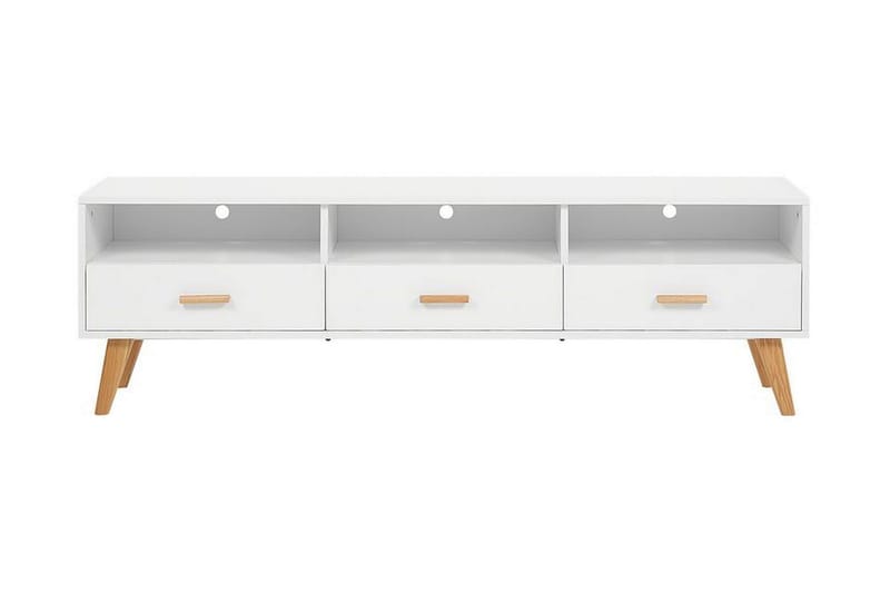 Alfambra Lang Fritstående Tv-bord 180 cm med Opbevaring i Eg - Hvid - Møbler - TV borde & mediemøbler - TV-borde