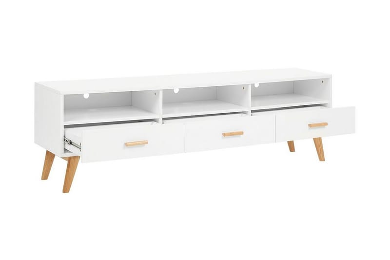 Alfambra Lang Fritstående Tv-bord 180 cm med Opbevaring i Eg - Hvid - Møbler - TV borde & mediemøbler - TV-borde