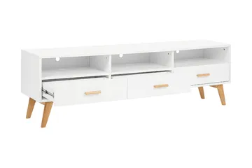 Alfambra Lang Fritstående Tv-bord 180 cm med Opbevaring i Eg - Hvid - Møbler - TV borde & mediemøbler - TV-borde