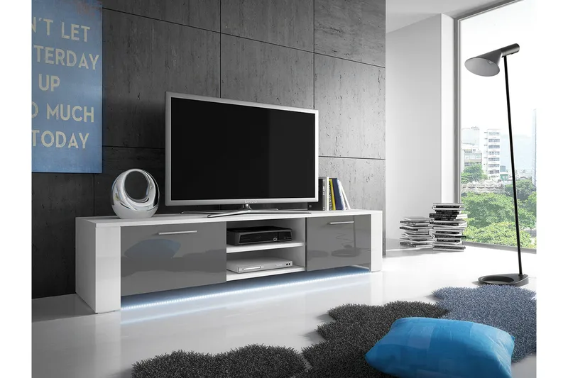 Aliza TV-bord 166 cm, Grå/Hvid