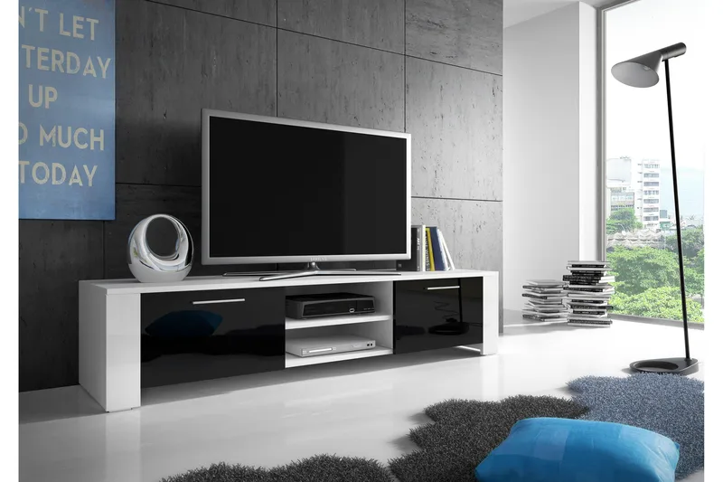 Aliza TV-bord 166 cm, Hvid/Sort