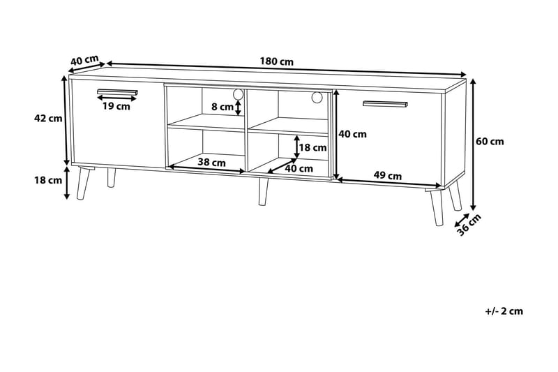 Alloa TV-bord 40 x 180 cm - Hvid - TV-borde