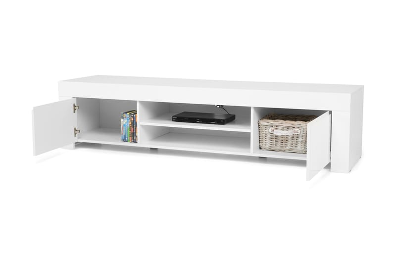 Amalfi TV-Bord 190 cm Stor 2 Låger - Hvid Højglans - TV-borde