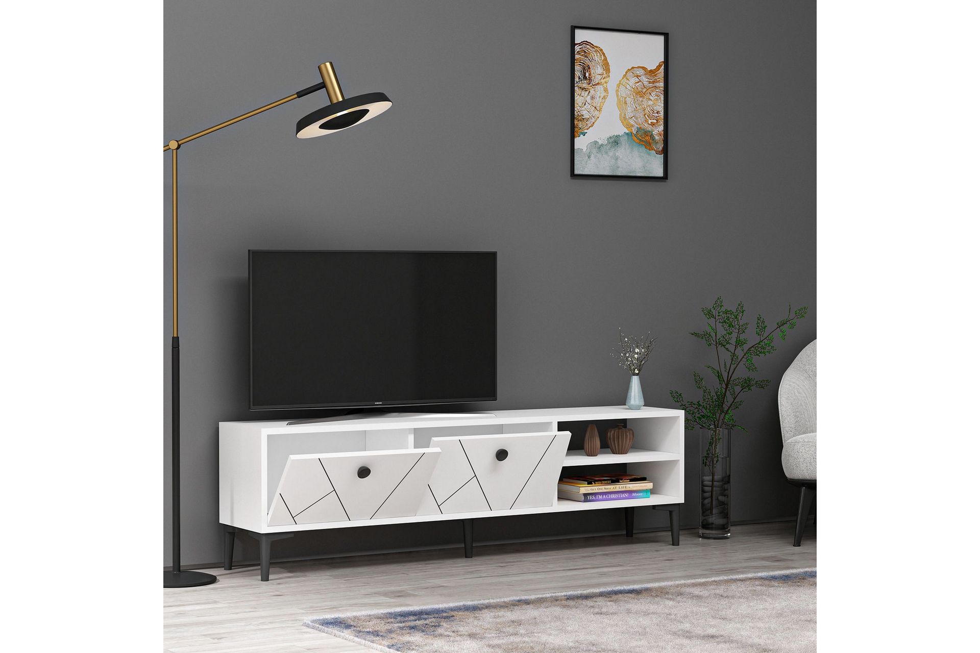 Andalos TV-bord 150 cm - Hvid - Møbler - TV borde & mediemøbler - TV-borde