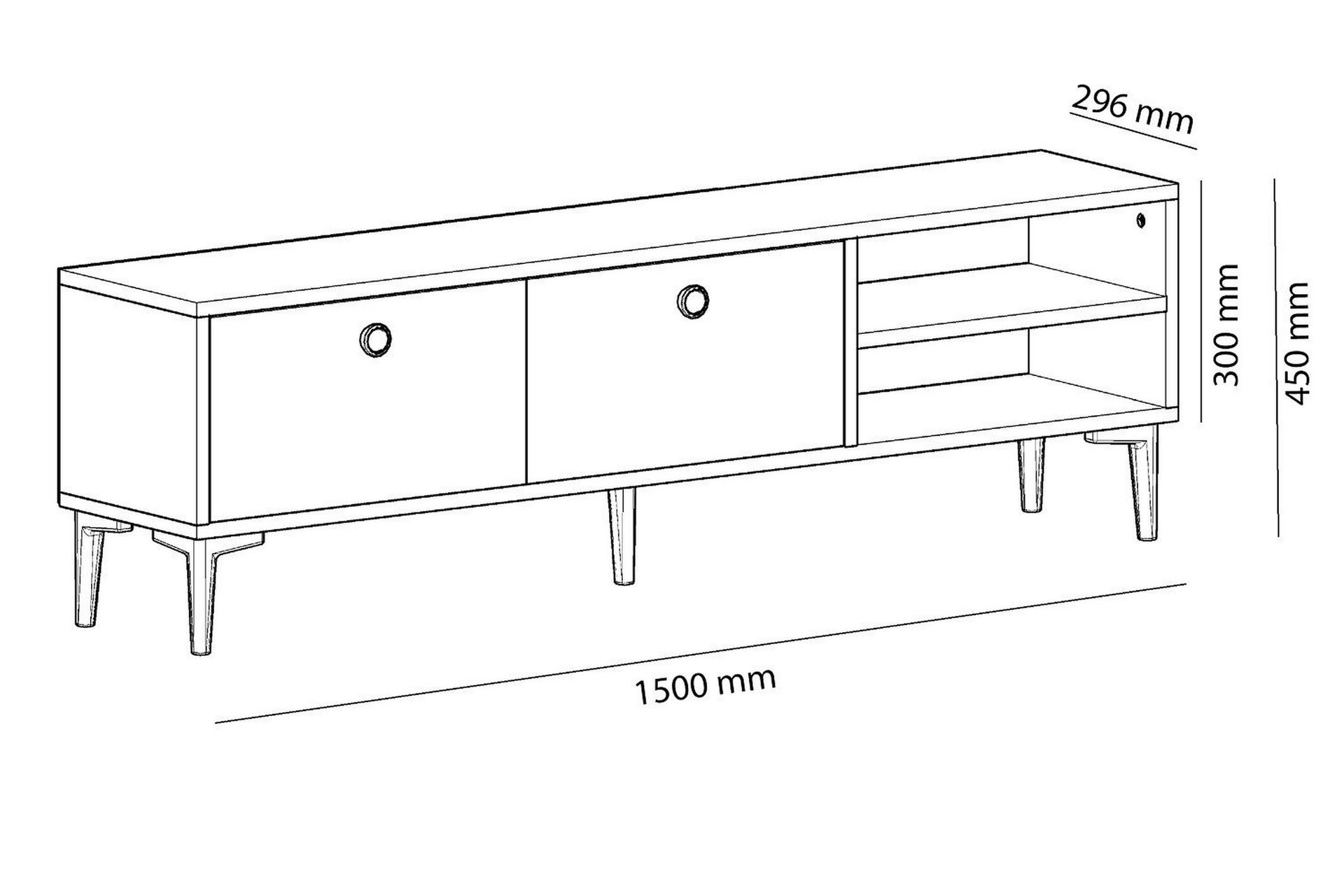 Andalos TV-bord 150 cm - Hvid - Møbler - TV borde & mediemøbler - TV-borde