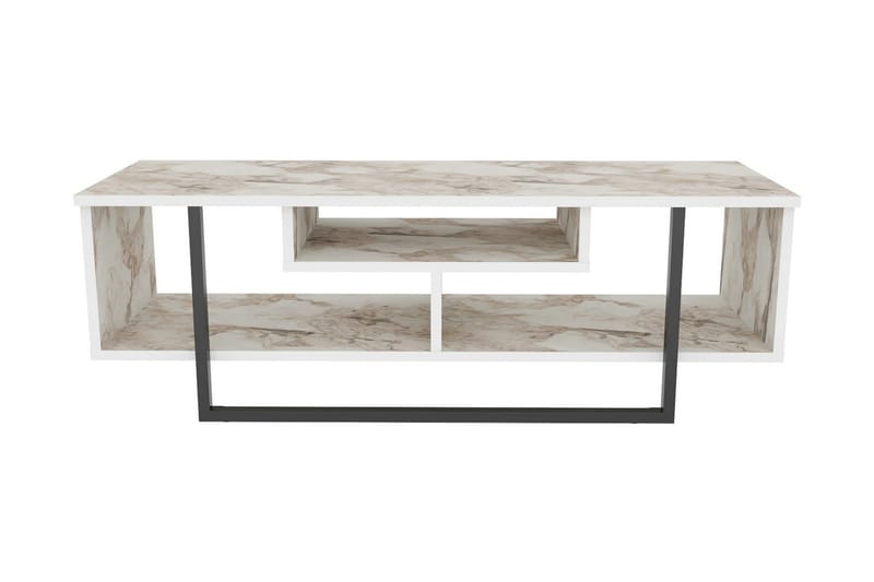 Andifli Fritstående Tv-bord 120 cm med Opbevaring i Træ med Metalstel - Hvid - Møbler - TV borde & mediemøbler - TV-borde
