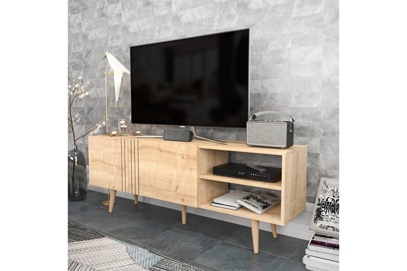 Andifli Fritstående TV-bord 160 cm med Opbevaring i Eg - Beige - Møbler - TV borde & mediemøbler - TV-borde