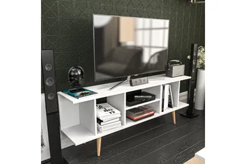Andifli Gulvstående Tv-bænk 160 cm med Opbevaring i Malet Træ - Hvid - Møbler - TV borde & mediemøbler - TV-borde