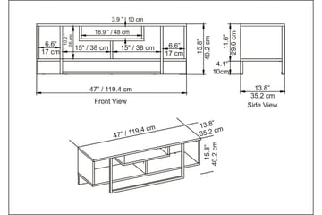 Andifli Gulvstående Tv-bord 120 cm med Opbevaring i Træ med Metalunderstel og Stenlook - Hvid - Møbler - TV borde & mediemøbler - TV-borde