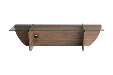 Andifli Gulvstående TV-bord 158 cm med Opbevaring i Træ med Glasplade - Brun - Møbler - TV borde & mediemøbler - TV-borde
