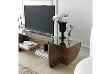 Andifli Gulvstående TV-bord 158 cm med Opbevaring i Træ med Glasplade - Brun - Møbler - TV borde & mediemøbler - TV-borde