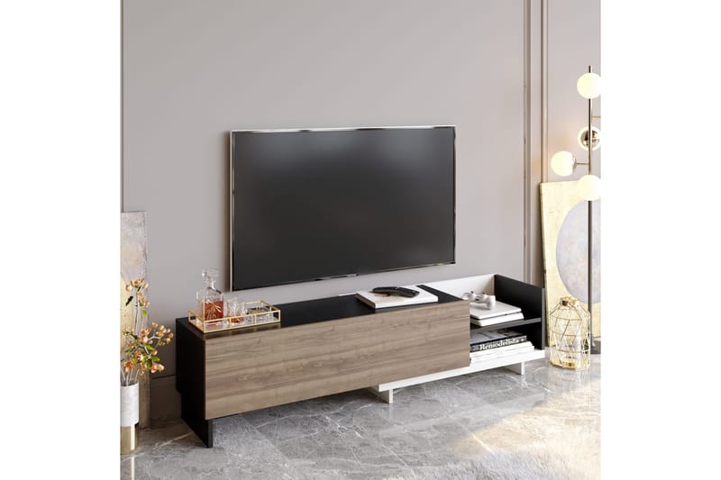 Andifli Gulvstående Tv-bord 165 cm med Opbevaring i Malet Træ - Antracit - Møbler - TV borde & mediemøbler - TV-borde
