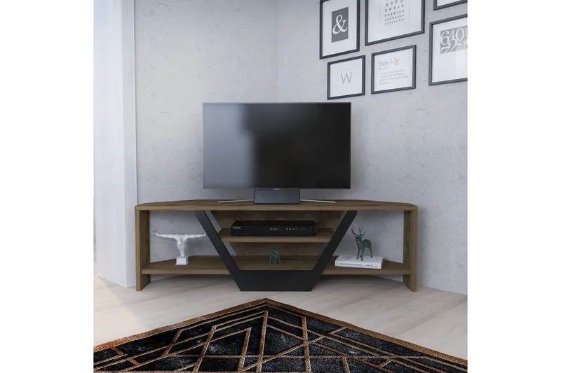 Andifli Hjørne Tv-bord 120 cm med Opbevaring i Mørkt Træ - Brun - Møbler - TV borde & mediemøbler - TV-borde