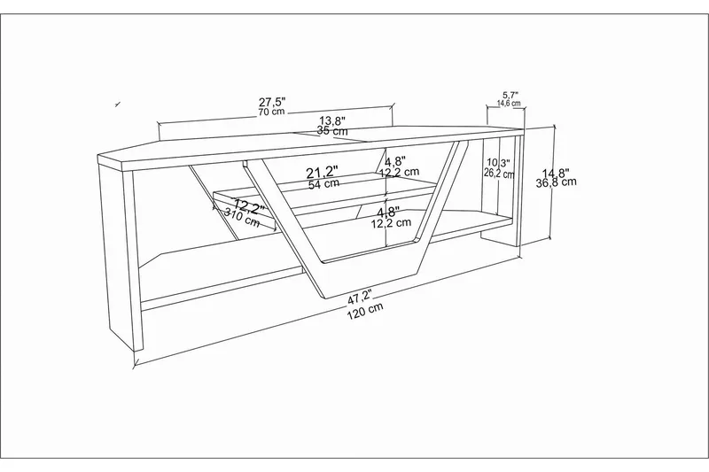 Andifli Hj ørne Tv-bord 120 cm med Opbevaring i Mørkt Træ - Brun - Møbler - TV borde & mediemøbler - TV-borde