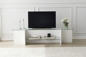 Andifli Tv-bænk 158 cm med Opbevaring i Glas med Træunderrede - Klar - Møbler - TV borde & mediemøbler - TV-borde