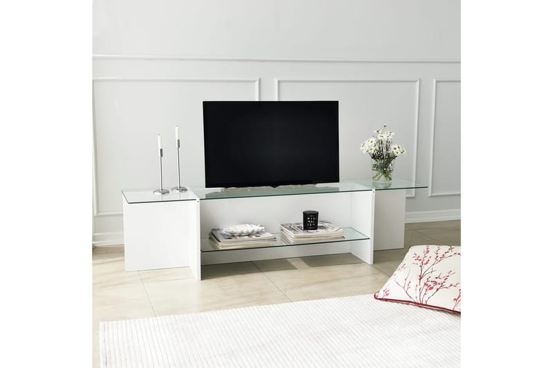 Andifli Tv-bænk 158 cm med Opbevaring i Glas med Træunderrede - Klar - Møbler - TV borde & mediemøbler - TV-borde