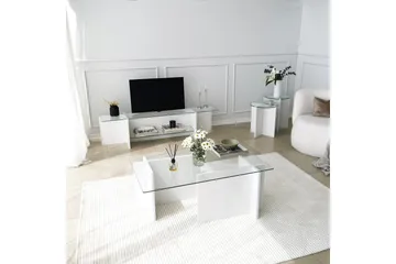 Andifli Tv-bænk 158 cm med Opbevaring i Glas med Træunderrede - Klar - Møbler - TV borde & mediemøbler - TV-borde