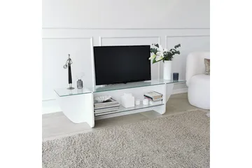 Andifli TV-bænk 158 cm med Opbevaring i Glas med Træunderstel - Transparent - Møbler - TV borde & mediemøbler - TV-borde