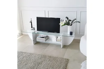 Andifli TV-bænk 158 cm med Opbevaring i Glas med Træunderstel - Transparent - Møbler - TV borde & mediemøbler - TV-borde