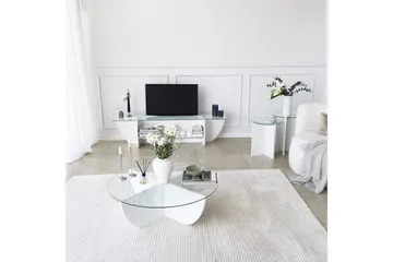 Andifli TV-bænk 158 cm med Opbevaring i Glas med Træunderstel - Transparent - Møbler - TV borde & mediemøbler - TV-borde