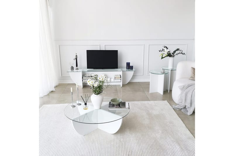 Andifli TV-bænk 158 cm med Opbevaring i Glas med Træunderstel - Transparent - Møbler - TV borde & mediemøbler - TV-borde