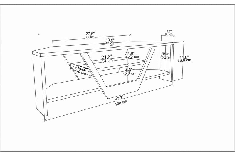 Andifli TV-Bord 120x36,8 cm - Hvid - Møbler - TV borde & mediemøbler - TV-borde