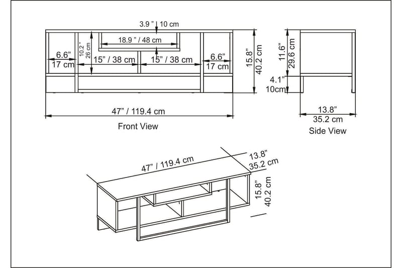 Andifli TV-Bord 120x40,2 cm - Hvid - TV-borde