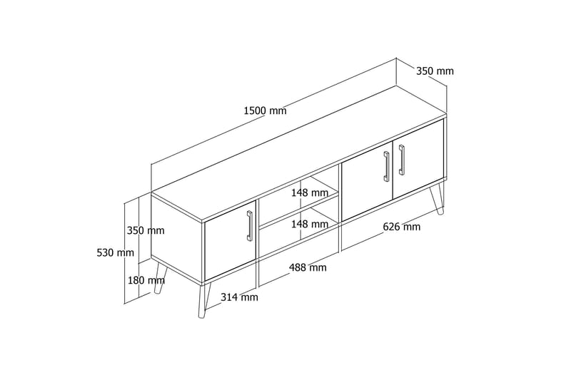 Andifli TV-Bord 150x52 cm - Brun - TV-borde