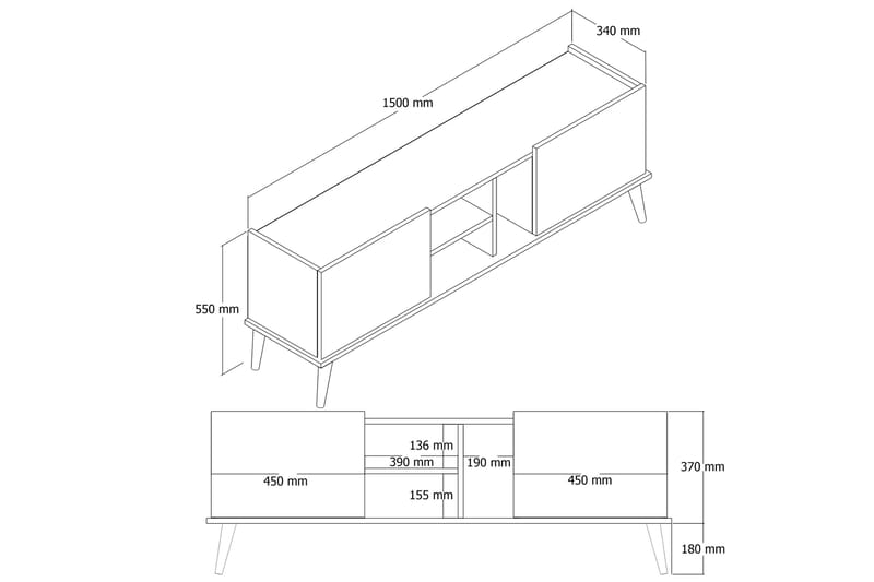 Andifli TV-Bord 150x52 cm - Brun - Møbler - TV borde & mediemøbler - TV-borde