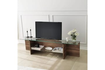 Andifli TV-bord 158 cm med Opbevaring i Træ med Glasplade - Brun - Møbler - TV borde & mediemøbler - TV-borde