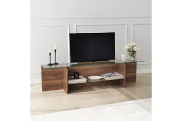 Andifli TV-bord 158 cm med Opbevaring i Træ med Glasplade - Brun - Møbler - TV borde & mediemøbler - TV-borde