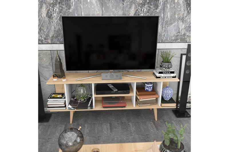 Andifli TV-bord 160 cm med Opbevaring i Træ med Plastben - Beige - Møbler - TV borde & mediemøbler - TV-borde