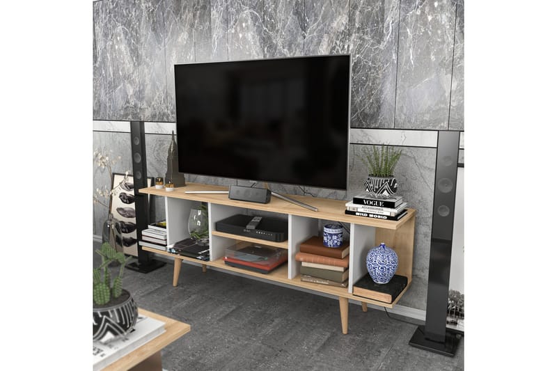 Andifli TV-bord 160 cm med Opbevaring i Træ med Plastben - Beige - Møbler - TV borde & mediemøbler - TV-borde