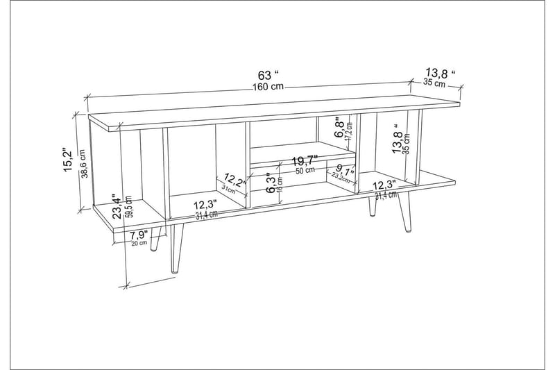 Andifli TV-Bord 160x38,6 cm - Brun - Møbler - TV borde & mediemøbler - TV-borde