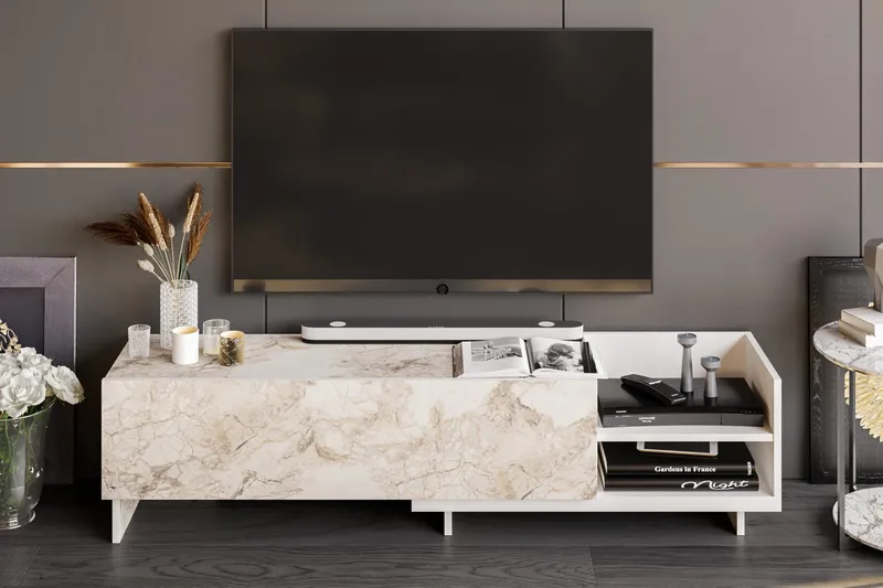 Andifli TV-Bord 165x41 cm, Hvid