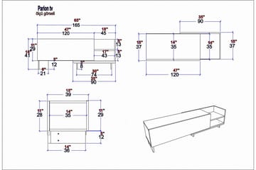 Andifli Tv-bord 165x41 cm med Opbevaring i Træ - Beige - Møbler - TV borde & mediemøbler - TV-borde